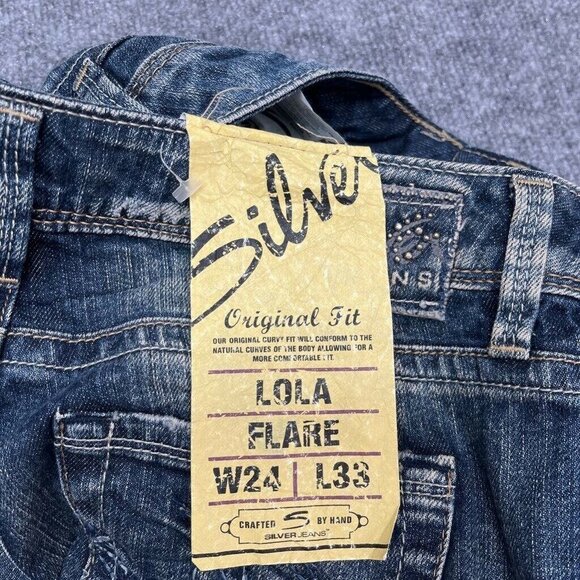 Silver Lola Flare Jeans Womens 24X33 Blue Stretch Original Curvy Fit Denim New - Picture 11 of 12